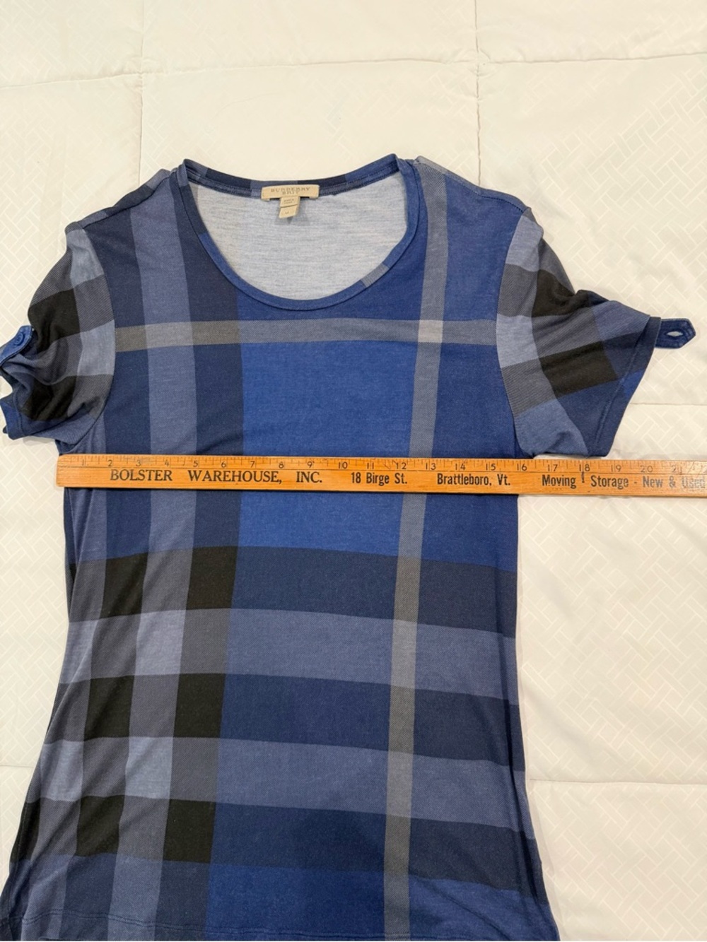 Burberry Brit Women’s Blue Plaid Crewneck Tee size Medium shortsleeved tshirt - Picture 8 of 10